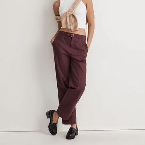 Madewell Straight-Leg Utility Pant Burgundy Women's Size 6 NWT